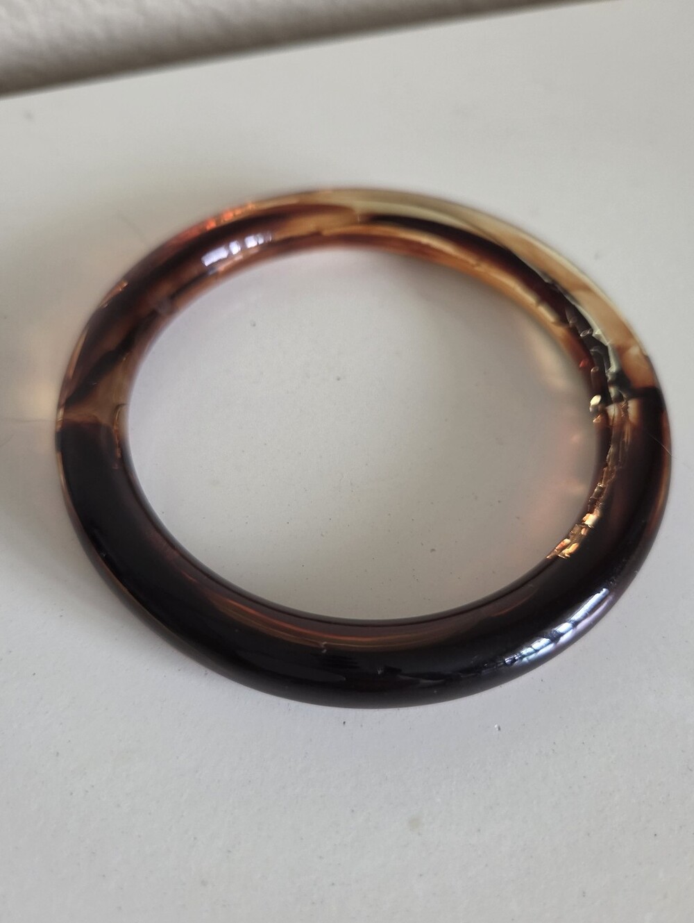 vintage tortoise shell resin acrylic chunky bangle bracelet faux amber - Picture 2 of 4